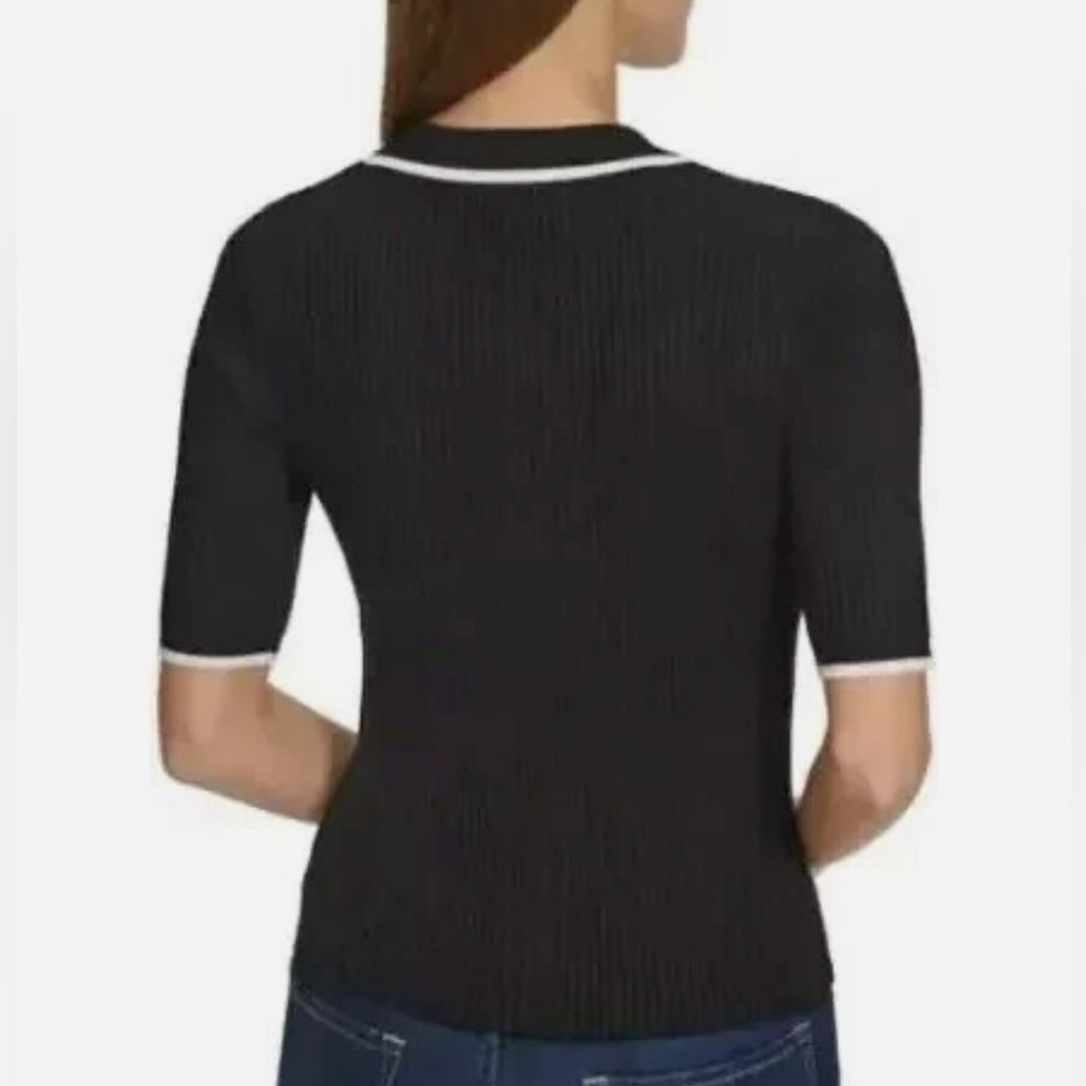 Calvin Klein Ribbed Quarter-Button Polo Shirt - Picture 3 of 3